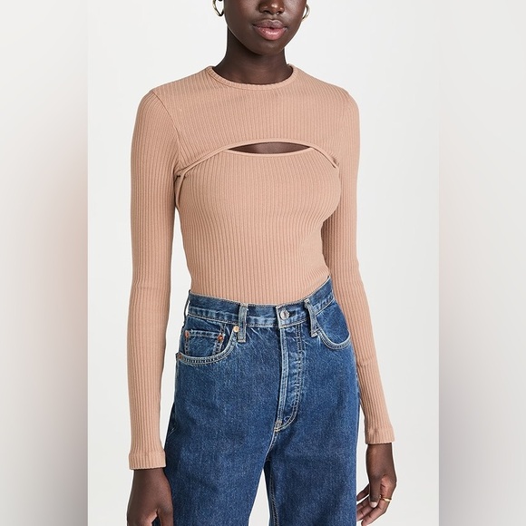 AGOLDE LYZA RIBBED COTTON CUT - OUT TOP size Small - Picture 1 of 12